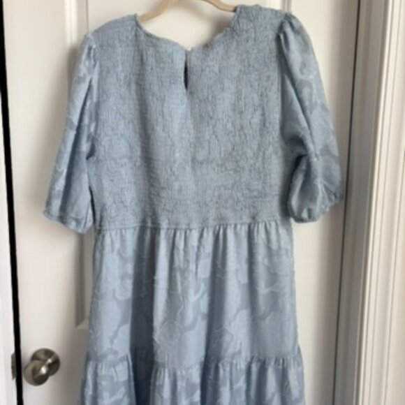 MEROKEETY Womens 2025 Summer Short Puff Sleeve Smocked Square Neck Floral Textur - Picture 3 of 3